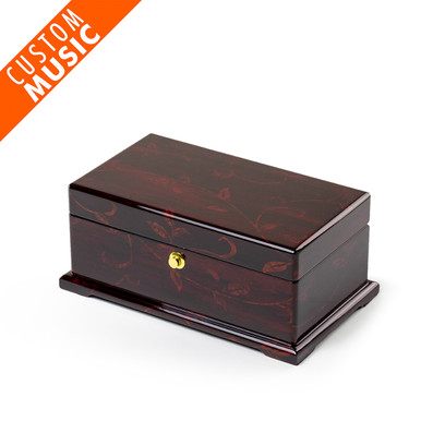 Rosewood Gorgeous Floral Motifs Custom USB Sound Module Any Song Music Box