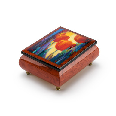 Vibrant Red-Wine Ercolano Musical Jewelry Box titled Neverland by Simon Bull