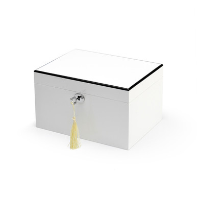 Ultra Sleek Pearl White Lacquer 30 Note Music Jewelry Box