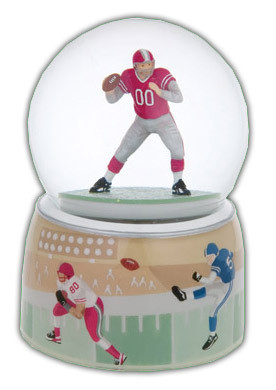 Beautiful Football Player With Double Layered Base Musical Water Globe