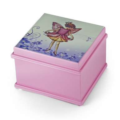 Matte Pink Enchanted Fairy 18 Note Ballerina Musical Jewelry Box - You Pick The Song