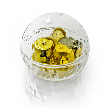 Clear 18 Note Dimpled Acrylic Round Dome Musical Paperweight
