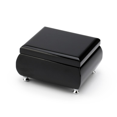 18 Note High Gloss Midnight Black Finish Musical Jewelry Box