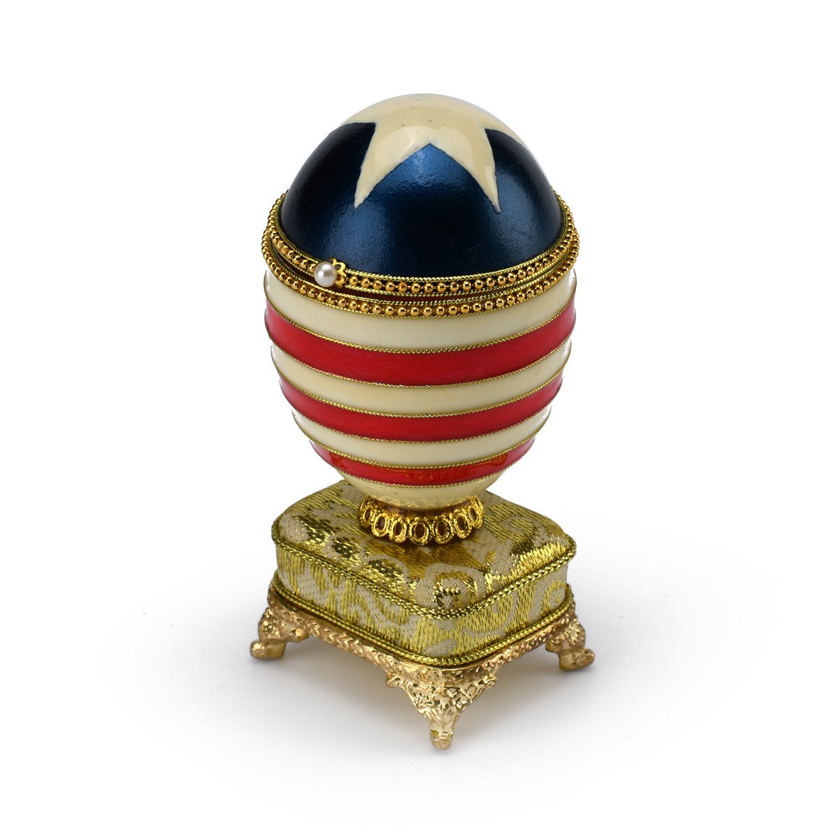 Image of Patriotic Handcrafted Musical Goose Egg American Theme with Decorative Star