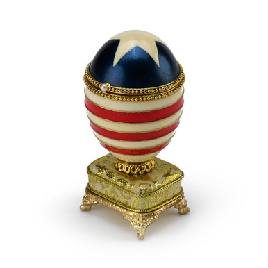 Patriotic Handcrafted Musical Goose Egg American Theme with Decorative Star