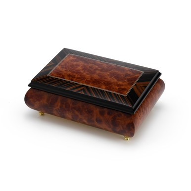 Alluring 30 Note Neutral Tone Modern Music Box with Rosewood Frame