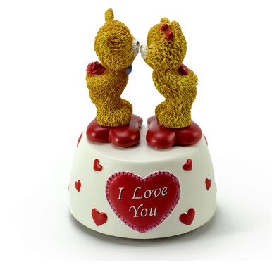 Adorable Kissing Bears Animated Musical Figurine