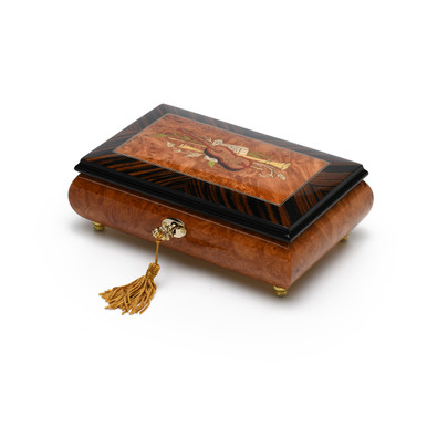 Timeless 30 Note Handcrafted Musical Theme Wood Inlay Musical Jewelry Box