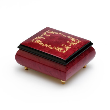 Classic Red Wine 18 Note Arabesque Wood Inlay Music Box