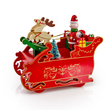 Animated Giant Santa's Sleigh with Reindeers Musical Holiday keepsake