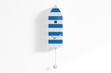 Vibrant White and Blue Striped Modern Cuckoo Clock - Capri by Progetti