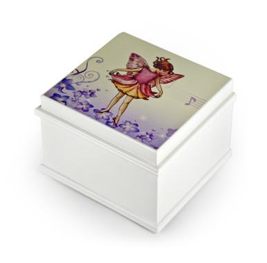 Matte White Enchanted Fairy 18 Note Ballerina Musical Jewelry Box - Many Song Choices