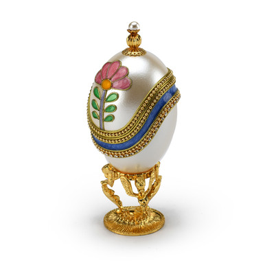 Gorgeous Handcrafted Musical Goose Egg with Brilliant Decorative Flower