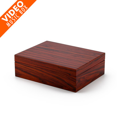 Ultra-Sleek 18 Note Hi Gloss Zebra Striped Wood Finish 7" LCD Video Music Jewelry Box