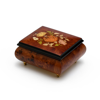 Adorable 18-Note High-Quality Music Box with Floral Themed Inlay