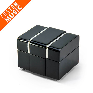 Modern Black Lacquer Custom USB Sound Module Jewelry Box with Chrome Accents