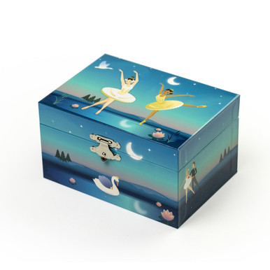 Petite Swan Lake Theme Spinning Ballerina Musical Jewelry Box Marlo by Mele & Co.