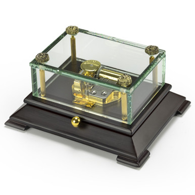 Exclusive Crystal Music Box w. Contemporary Wooden Base OVERSTOCK PRICE