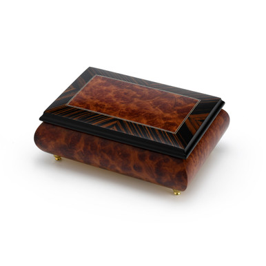 Alluring Neutral Tone Classic Modern Music Box with Rosewood Frame