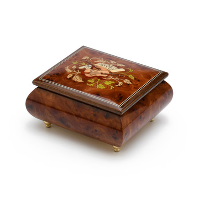 18-Note Handcrafted Musical Instrument with Sheet Music Wood Inlay Music Jewelry Box