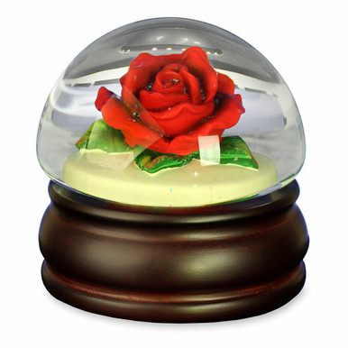 Realistic Red Rose Mushroom Water Globe by San Francisco Music Box Co.