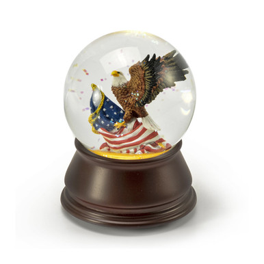 Patriotic American Eagle with American Flag Musical Water Globe