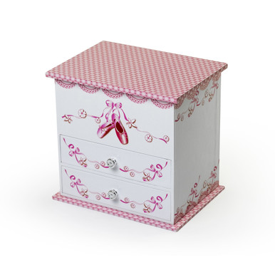 Decorative White and Pink Spinning Ballerina Musical Jewelry Box - Angel by Mele & Co.