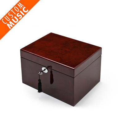 Spacious Modern Hi Gloss Coffee Finish USB Sound Module Music Jewelry Box