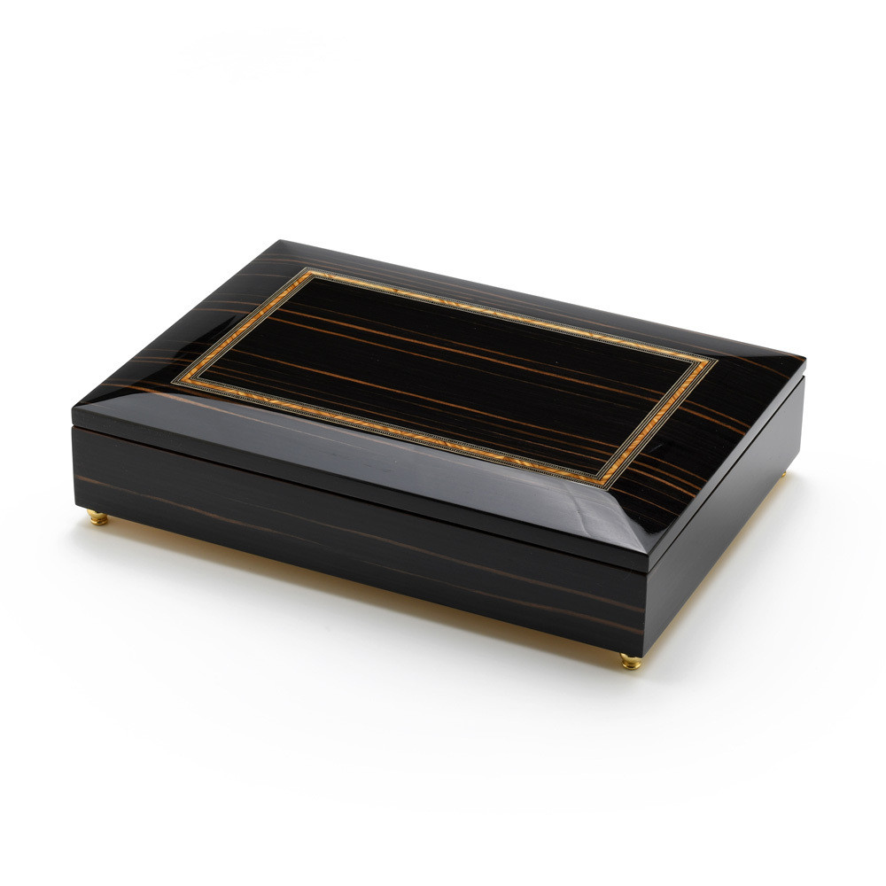 Image of Handcrafted Italian Classic Style Inlay 18 Note Ebony Musical Valet / Watch Box