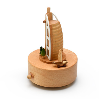 Animated 18 Note Musical Wooden Sail building Dubai Keepsake