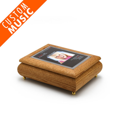 4" x 6" Oak Finish Custom USB Module Photo Frame Music Box