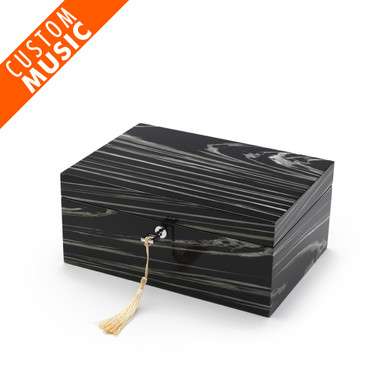 Modern Custom Tune Module Hi-gloss Granite Finish Elements Collection Musical Jewelry Box