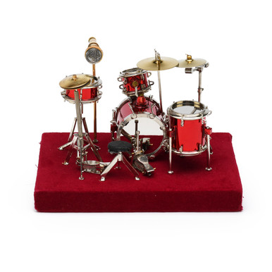 Amazing Miniature Replica of a Complete Red Drum Set with Case