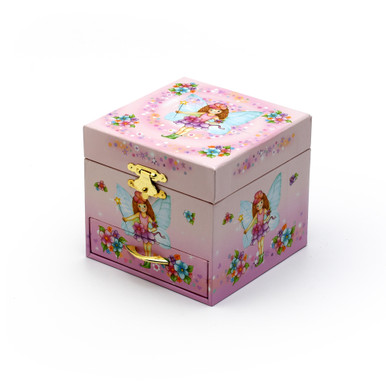 Cute Pink Fairy with Wings Ballerina Musical Spinning Ballerina Jewelry Box