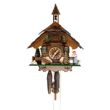 Black Forest Chalet with Animated Bell Tower and Bell Ringer 1 Day Mechanical Cuckoo Clock