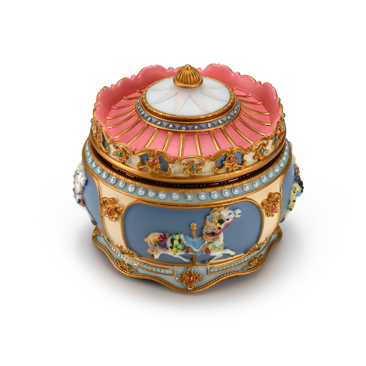 Image of Carousel Themed Animated Musical Trinket Carousel Box