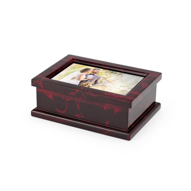 Modern 23 Note 4 x 6 Photo Frame Musical Jewelry Box with Floral Motifs