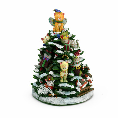 Holiday Cats Christmas Tree Musical Figurine