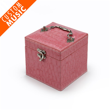 Space Efficient Pink Croc Skin Faux Leather Gothic USB Sound Module Jewelry Box