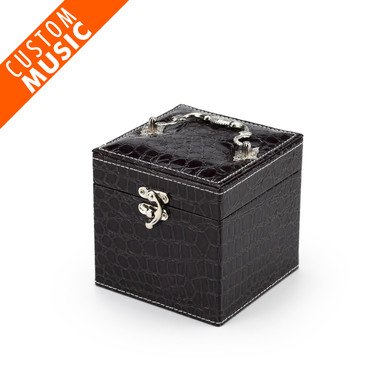 Petite Brown Croc Skin Faux Leather Gothic USB Sound Module Jewelry Box