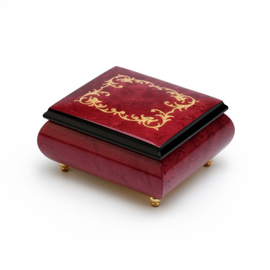 Classic Red Wine 23 Note Arabesque Wood Inlay Music Box