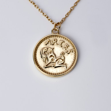 18kt Gold Plated Astrology Necklace with Zodiac Pendant of Aries