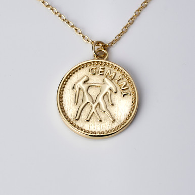 18kt Gold Plated Astrology Necklace with Zodiac Pendant of Gemini