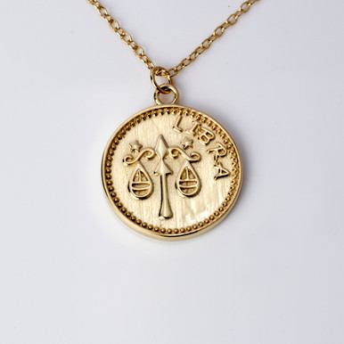 18kt Gold Plated Astrology Necklace with Zodiac Pendant of Libra