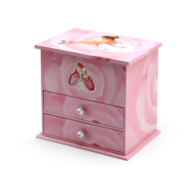 Gorgeous Ballet and Roses Themed Musical Jewelry Box with Spinning Ballerina - Casey by Mele & Co.