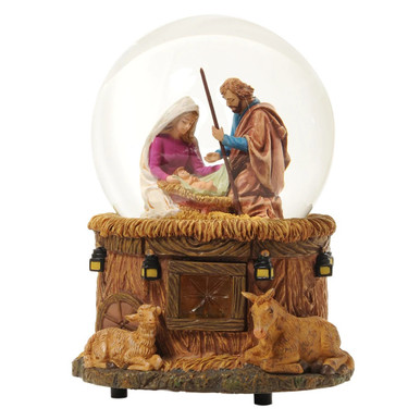 Exquisite Little Town of Bethlehem Nativity Music Water & Snow Globe