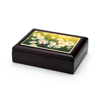 A Tranquil Field of Daisies Tile Musical Jewelry Box
