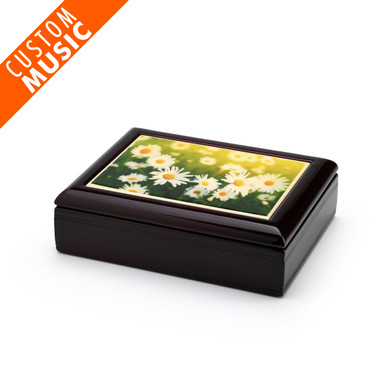 A Tranquil Field of Daisies Tile Custom Sound Module  Jewelry Box