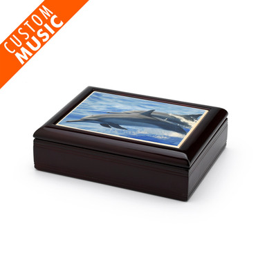 Graceful Dolphin Duo Tile Custom Sound Module Jewelry Box