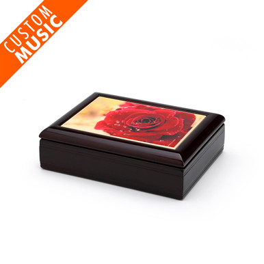 A  Romantic Red Rose Tile Custom Sound Module Jewelry Box